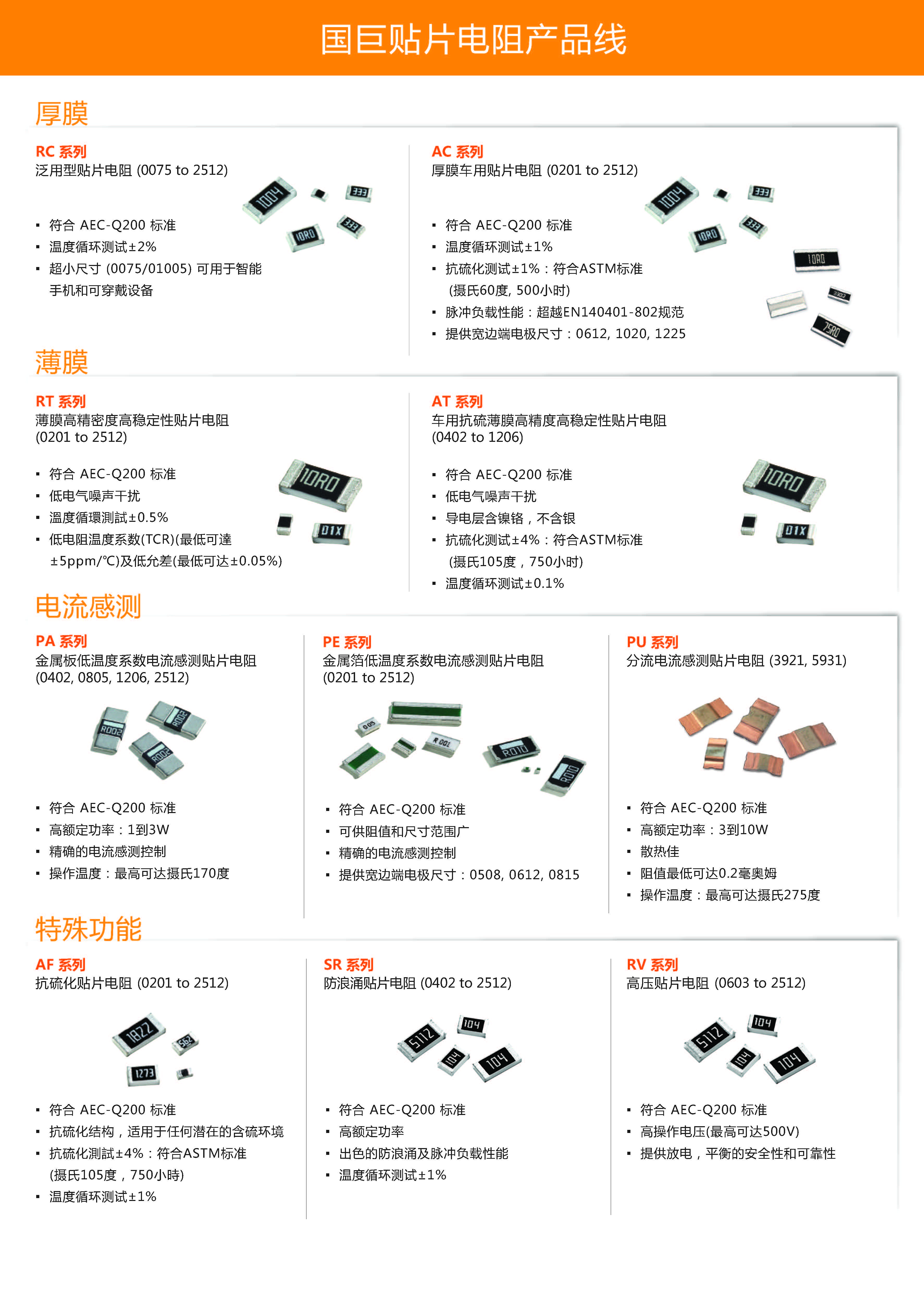 國(guó)巨電阻產(chǎn)品線(xiàn)